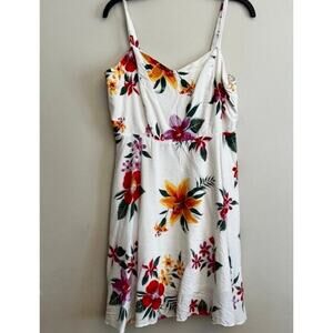 Old Navy Floral Sundress White Tropical Cami Dress Smocked Back Size L